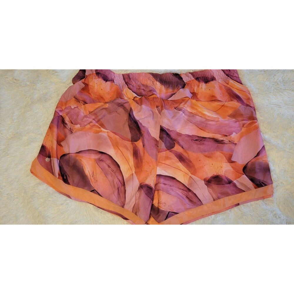 Athleta Sz 3X Printed Mesh Racer Run Shorts 4" NWT Orange & Pink Womens - Picture 7 of 15